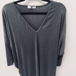 Slouchy off-the-shoulder Silver mini dress